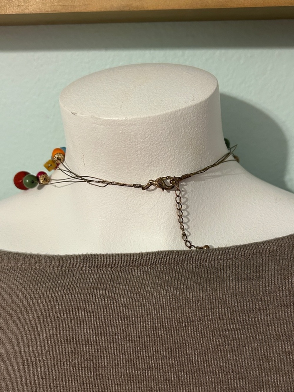Multicolor Beaded Statement Necklace on memory wire - Picture 4 of 8